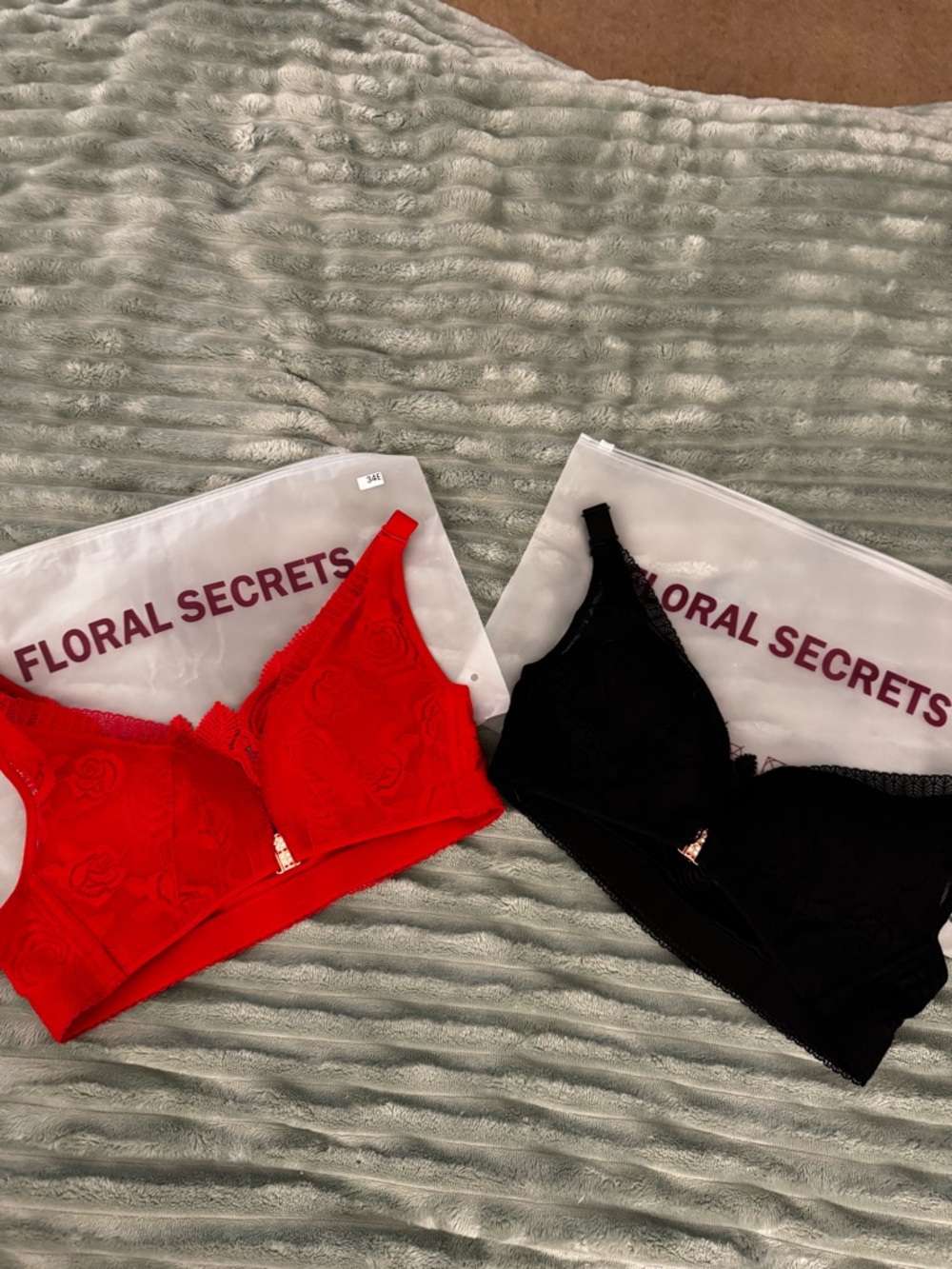 Lace Bralette — Red & Black